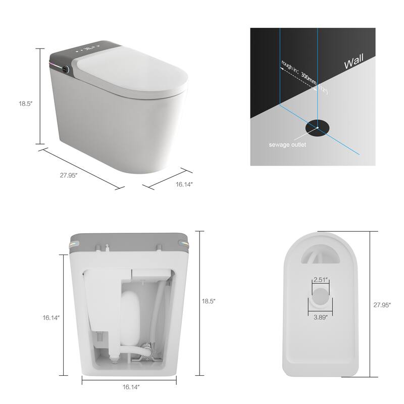 Smart Bidet Toilet with Aromatherapy System & Foot Sensor