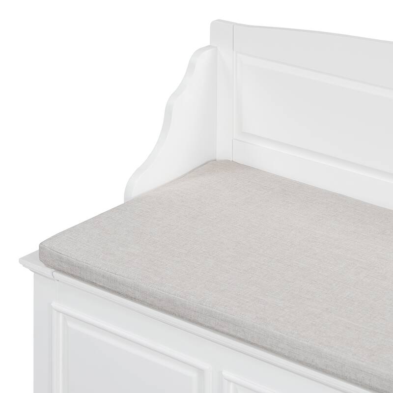 Shoe Storage Bench Wooden Entryway Bench with Linen Cushion