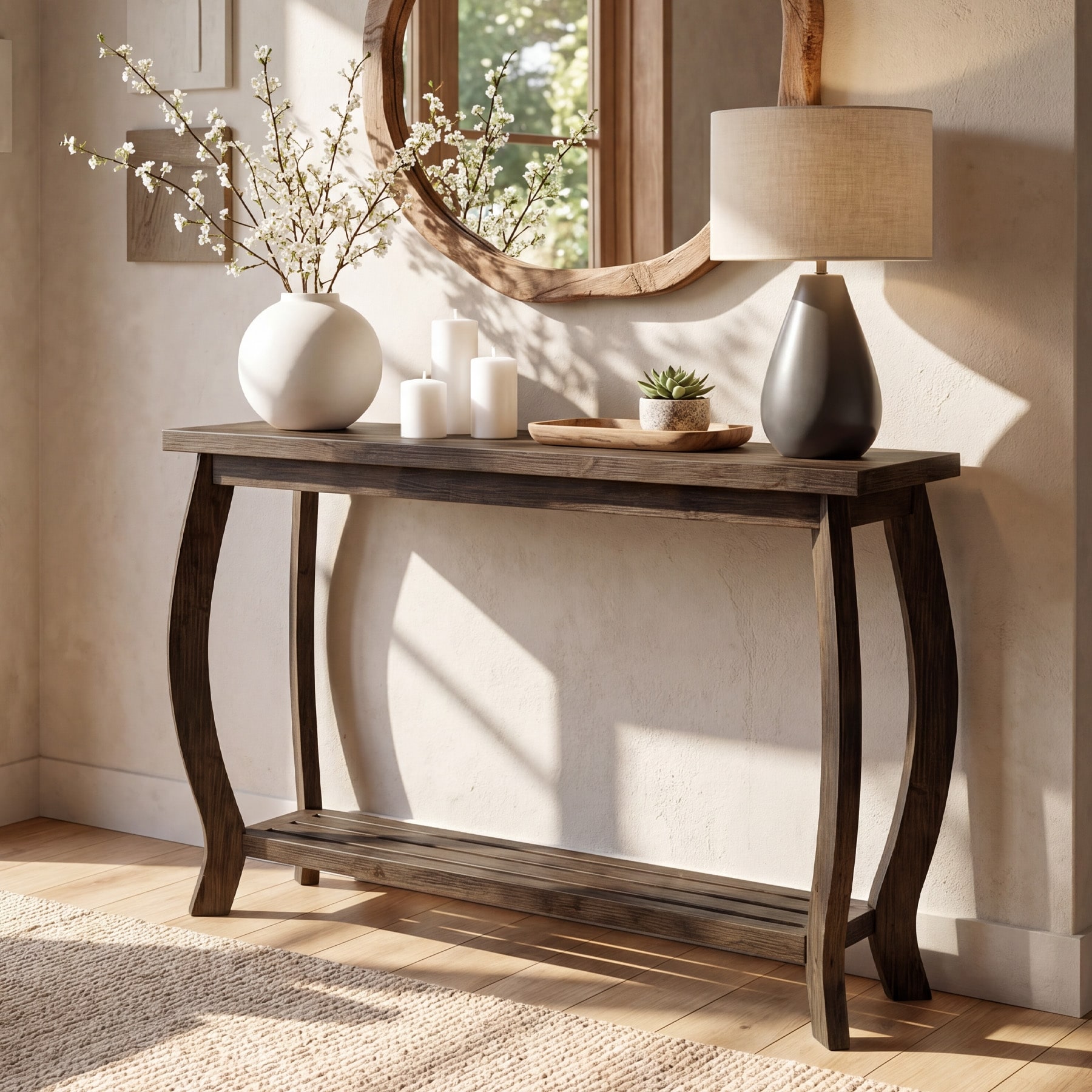 Solid Wood Console Table for Entryway, 41.3-Inch Sofa Table, Small Entrance Table with Storage for Living Room