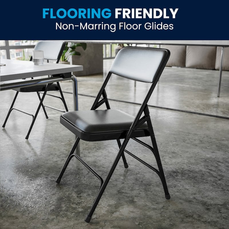 Set of 2 Metal Folding Chairs with Padded Seats