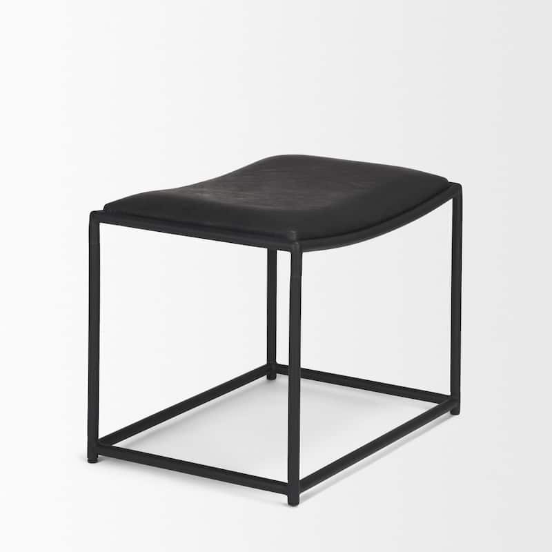 Taniel Black Leather w/ Black Metal Stool