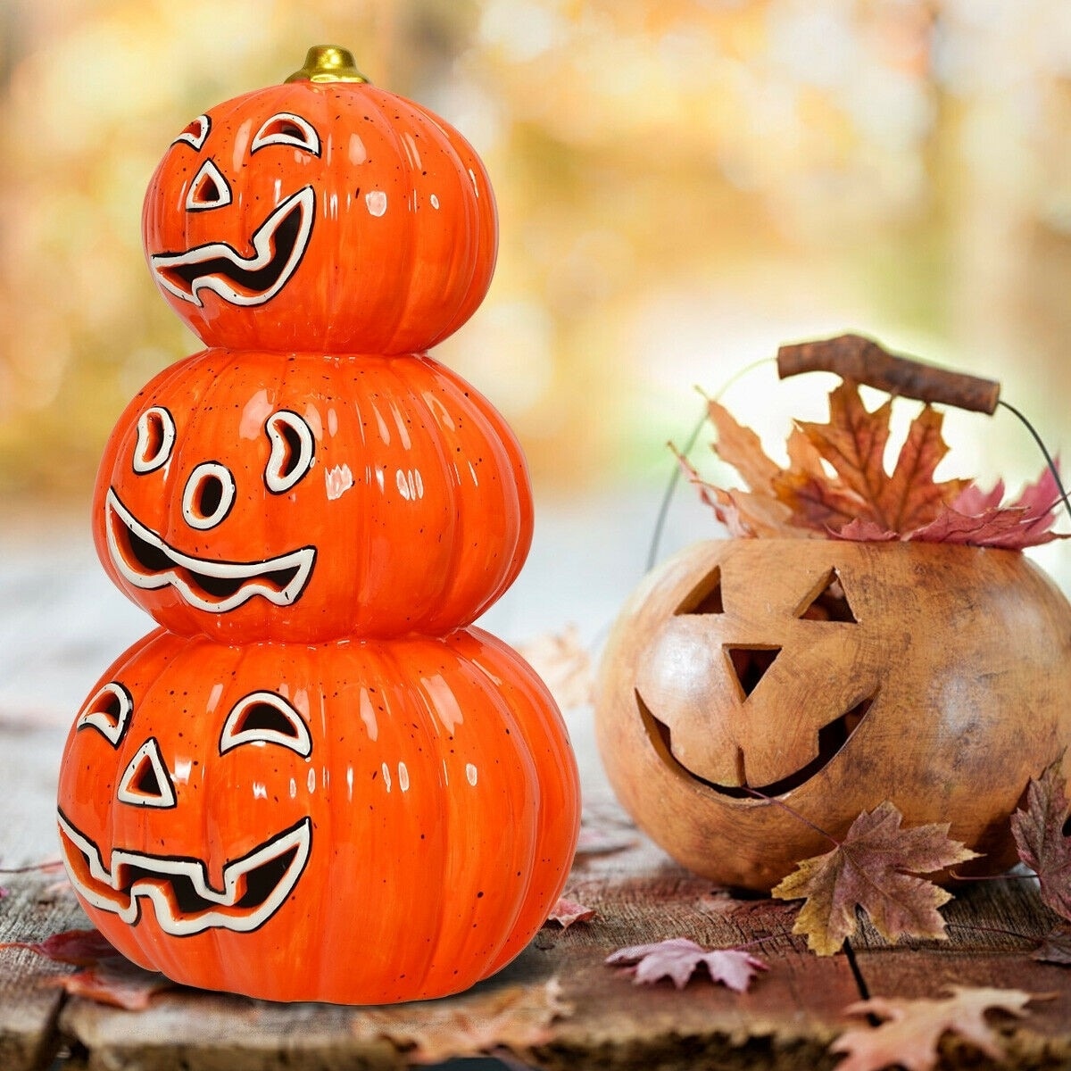 Halloween 6 Different Color Combinations! Pumpkins w/Arrow Wooden Shelf Sign 
