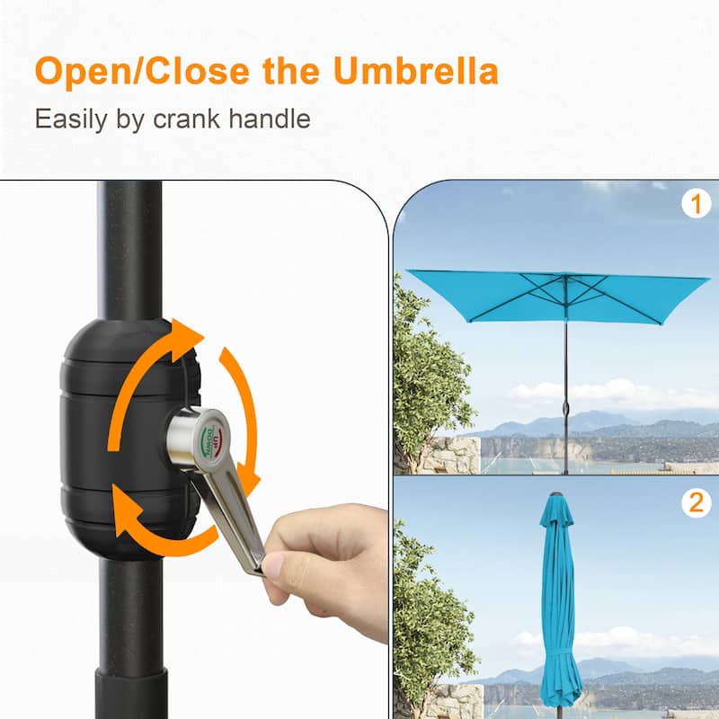 LIVOOSUN 10 x 6.5ft Outdoor Market Patio Umbrella w/Tilt and Crank