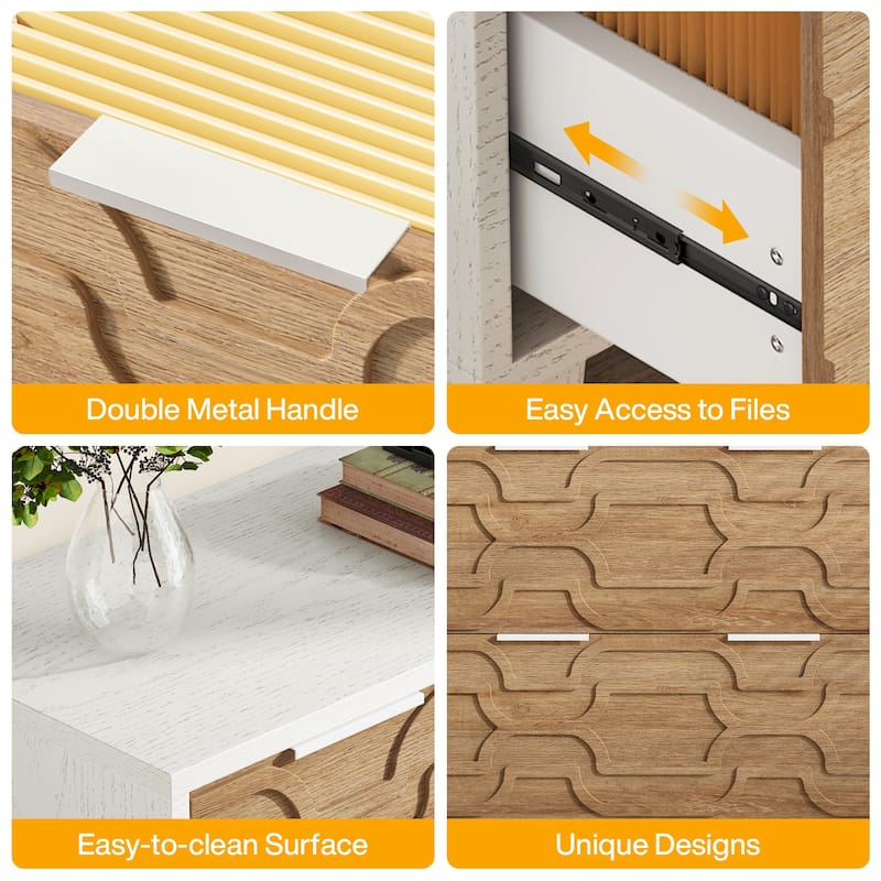 2 Drawer File Cabinet for Home Office, Filling Cabinet for A4/Letter/Legal Size