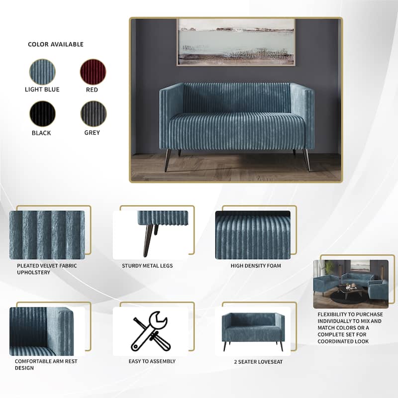 CraftPorch Corduroy Modern and Glamorous Velvet Upholstered Loveseat