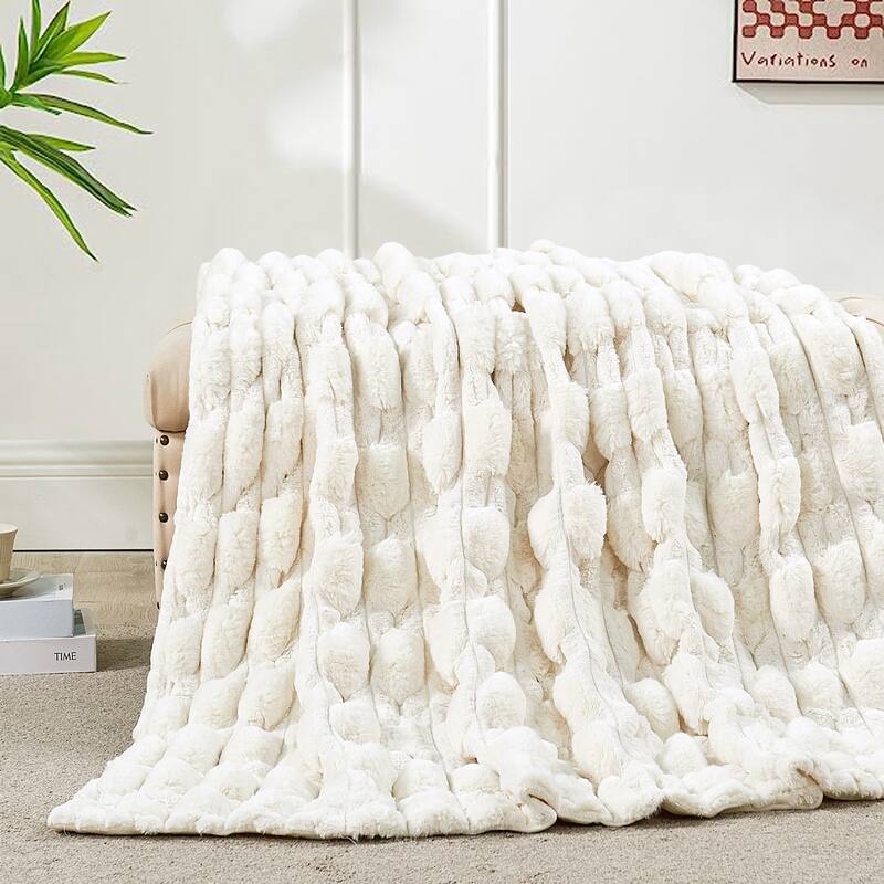 Home Soft Things Cozy Soft Plush Textured FauxFur Throw Blanket