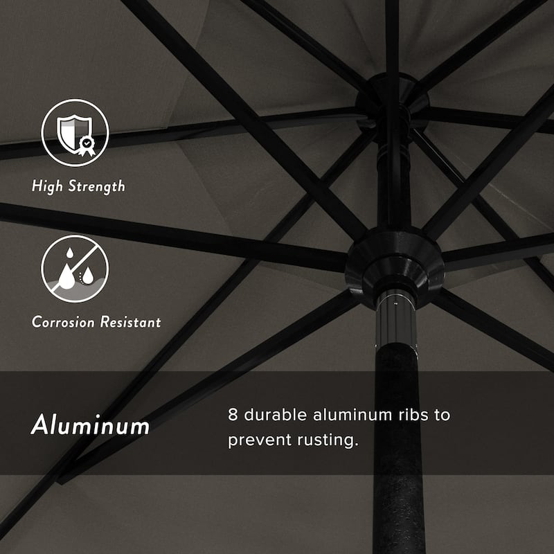 California Umbrella 11' Rd Golden State Series Patio Umbrella Black Aluminum Frame Crank Lift Collar Tilt Pacifica