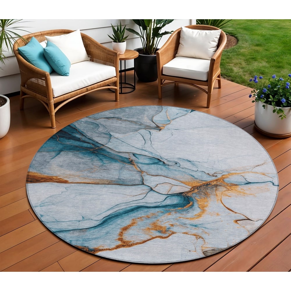 HomeRoots Abstract Modern Rectangle Outdoor Rug