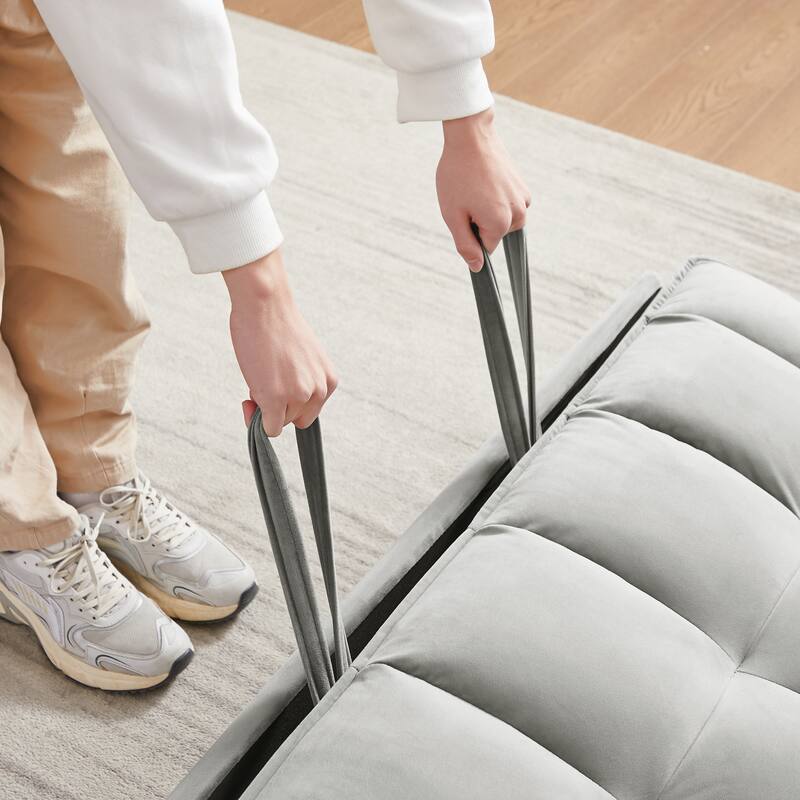 55.2" Velvet 2-in-1 Convertible Sofa Bed with Adjustable Backrest