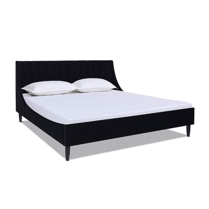 Willow Velvet Upholstered Channel Tufted Platform Bed