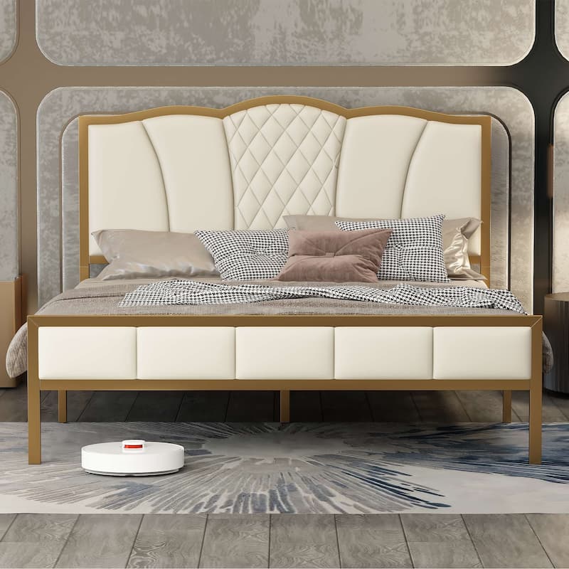 Tufted Upholstered and Metal Accented Platform Bed