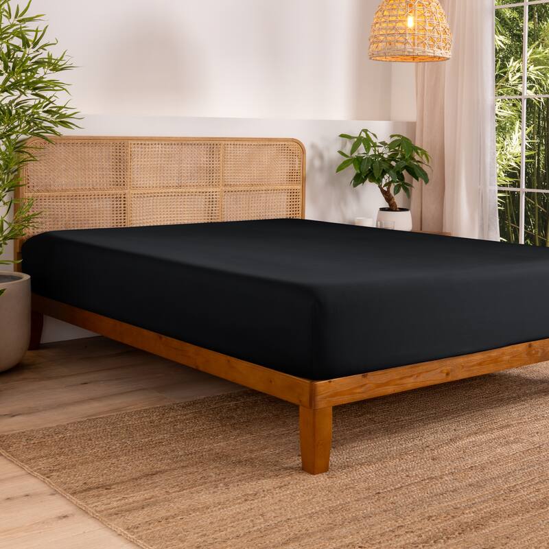 Bare Home Rayon from Bamboo Fitted Sheet - Twin - Black