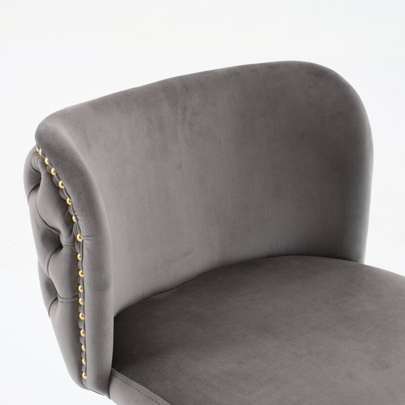 Adjustable Seat Height Swivel Barstools with Tufted Back - Set of 2
