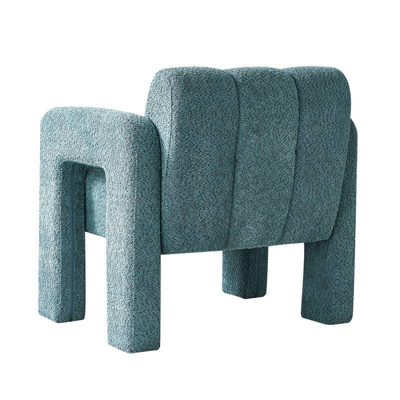 Boucle Upholstered Square Accent Chair, Ergonomic Lounge Reading Chair, Single Sofa Chair with Backrest & Armrest
