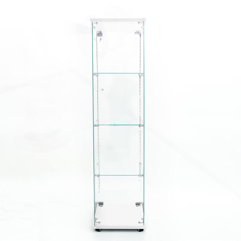 Versatile Tempered Glass Cabinet with Lock and Mobility for Various Spaces