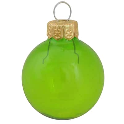 Petite Transparent Finish Glass Christmas Ball Ornaments - 1.25" (30mm) - Green - 40ct