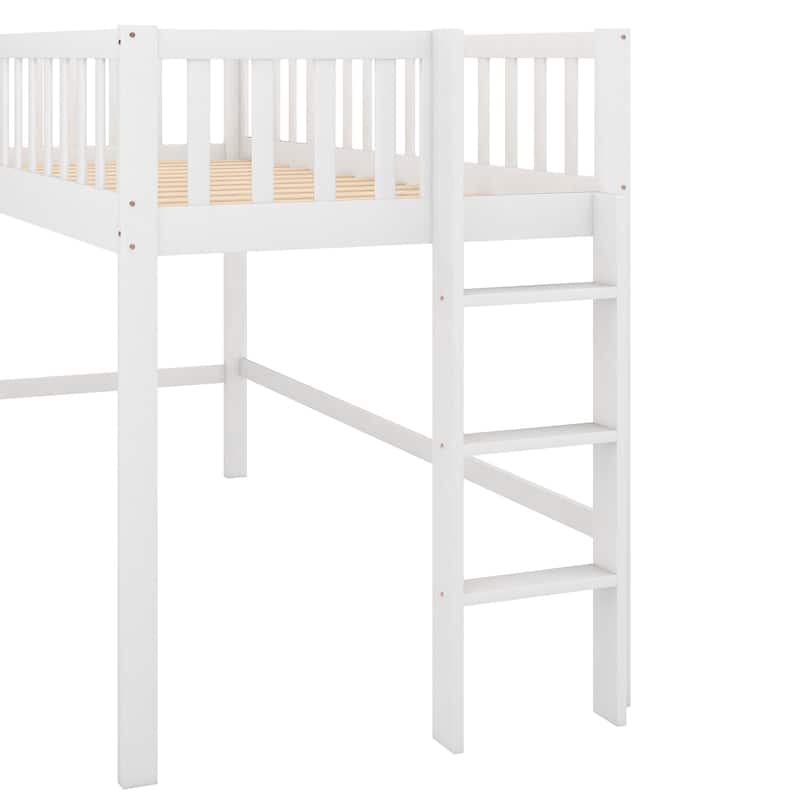 Twin Wood Low Loft Bed with Slide