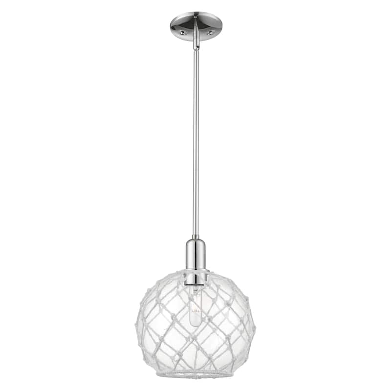 Innovations Lighting Endless Possibilities Arcadia - Farmhouse Rope - 1 Light 10" Stem Hung Mini Pendant - Clear Glass with White Rope/Polished Chrome