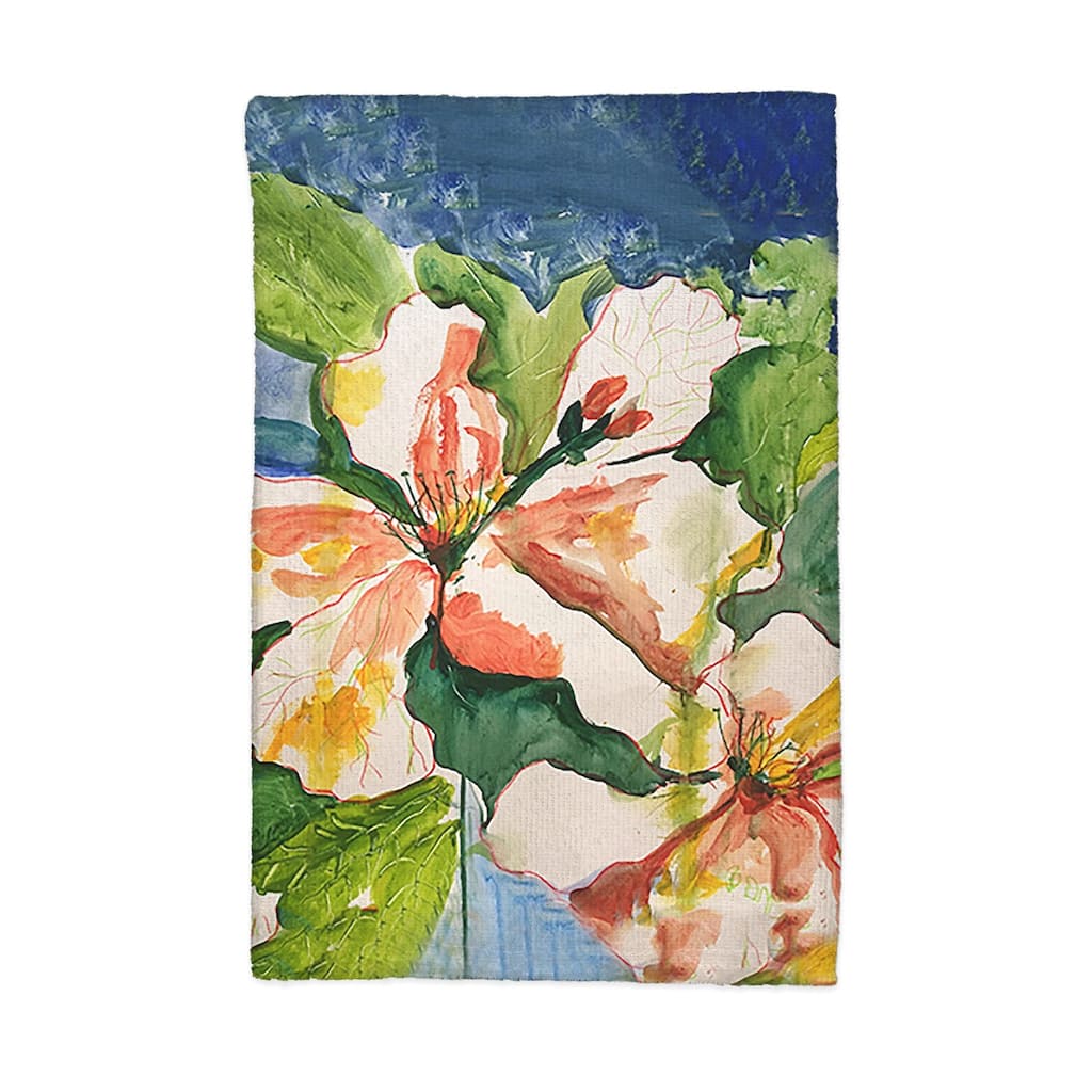 White Hibiscus Kitchen Towel - 16x25