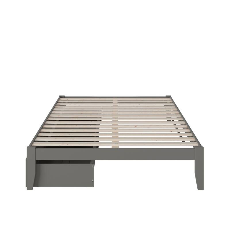 Virtue Queen Bed with USB Charger & Storage Drawers - Modern Grey Bedroom Furniture