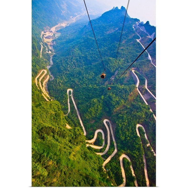 "View of mountains and winding road in Mount Tianmen, National Forest Park" Poster Print