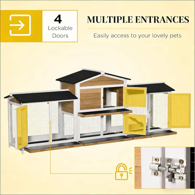 Small Animal Hutch Cage,Pet House,Wooden Rabbit Hutch is designed for convenient cleaning - Black,White,Yellow