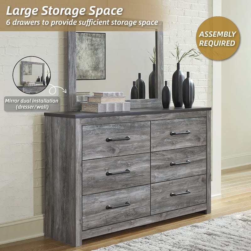 Signature Design by Ashley Bronyan Dark Gray Dresser and Mirror - Dark Gray - 6-drawer