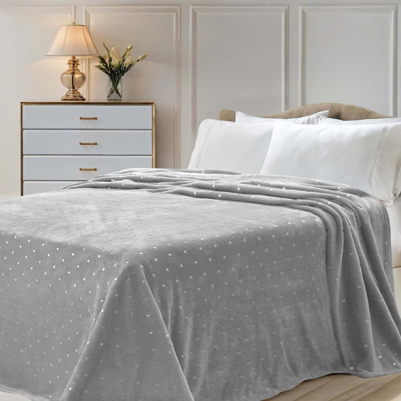 Superior Fleece Plush Medium Weight Soft Fluffy Decorative Blanket - Throw XL - Platinum