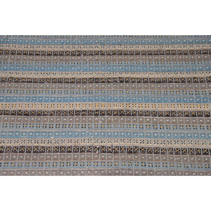 Striped Moroccan Oriental Area Rug Handmade Wool Carpet - 8'1" x 10'3"