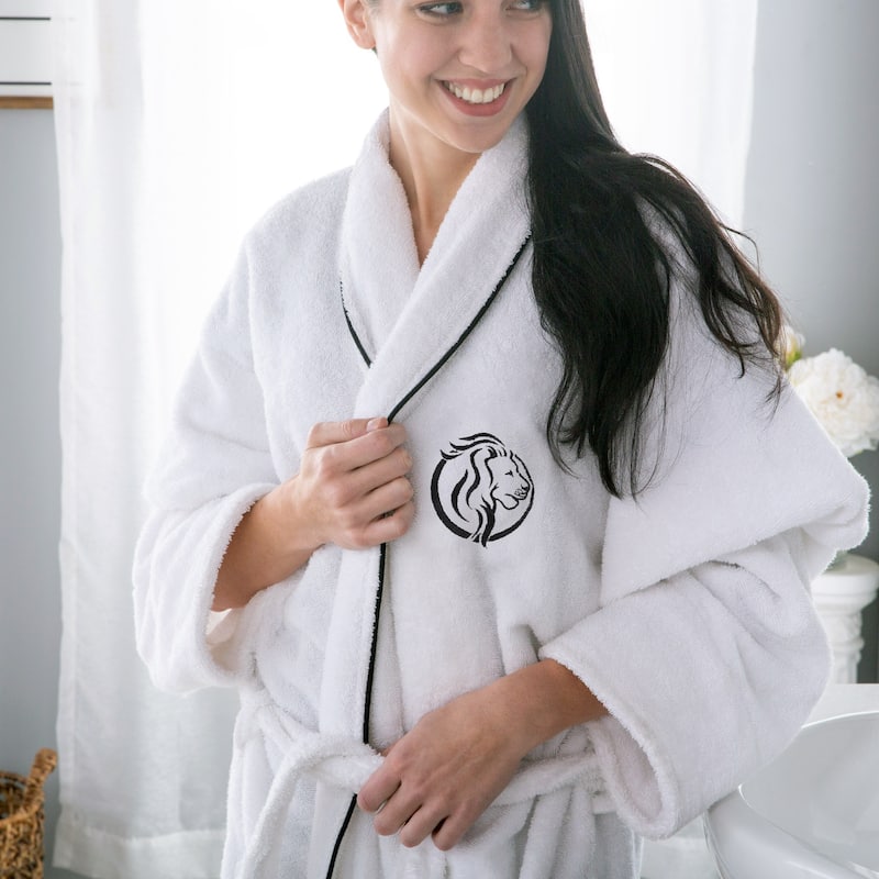 Superior 100% Cotton Embroidered Adult Unisex Luxury Bathrobe