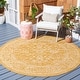 preview thumbnail 159 of 180, SAFAVIEH Courtyard Aquata Indoor/ Outdoor Waterproof Patio Backyard Rug 6'7" Round - Gold/Ivory