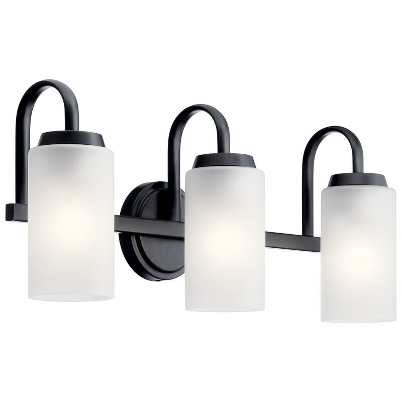 Kichler Lighting Kennewick 3-Light Vanity Light Black with Etched Glass
