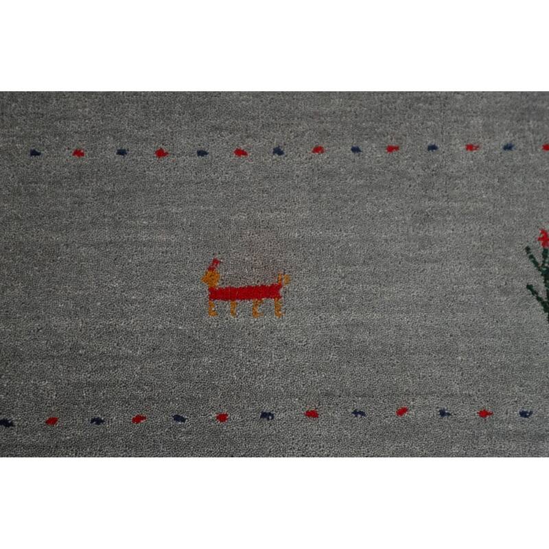 Silver Gray Gabbeh Indian Area Rug Handmade Wool Carpet - 7'8"x 9'10"