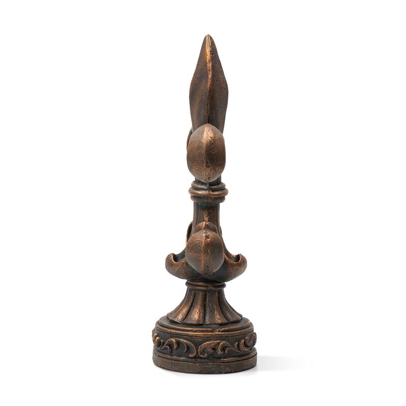 Glitzhome 21.25"H or 27.25"H MGO Bronze Standing Fleur De Lis Statue Outdoor Sculpture