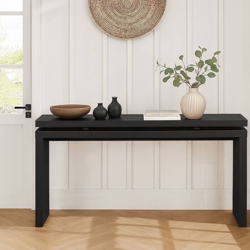 Classic Farmhouse Wooden Living Room Console Table Entryway Table - Black