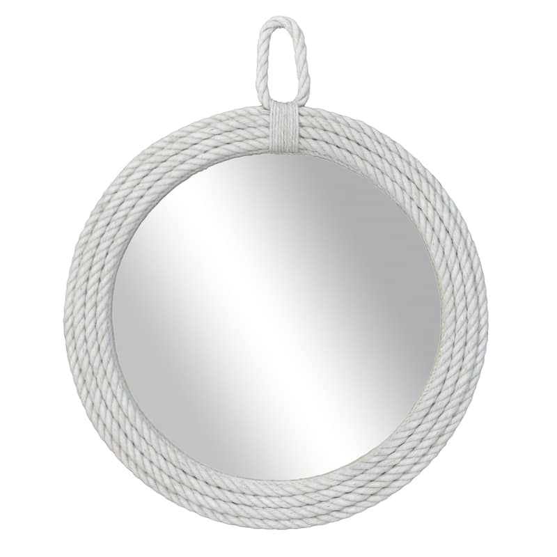 White Manila Rope Round Wall Mirror by East at Main - White