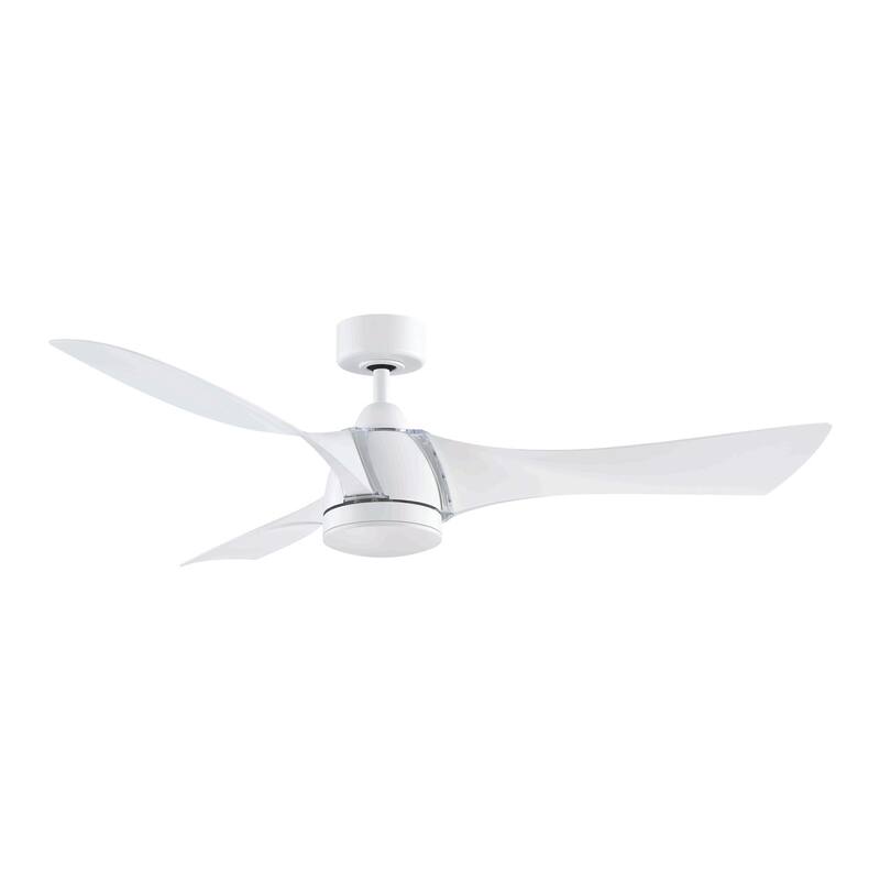 Fanimation Klear 56 inch Indoor/Outdoor Smart Ceiling Fan with LED CCT Select Light Kit and Remote - Matte White