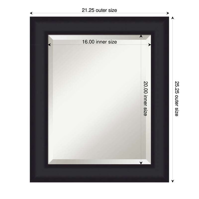 Oliver Beveled Wood Framed Bathroom Vanity Wall Mirror - 21 x 25 in - Oliver Black