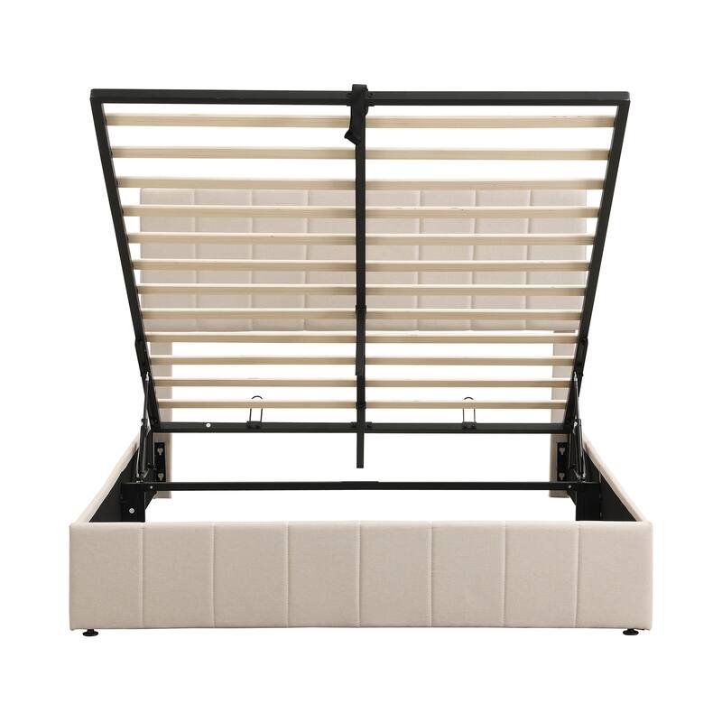 Upholstered Platform Bed with Hydraulic Storage System