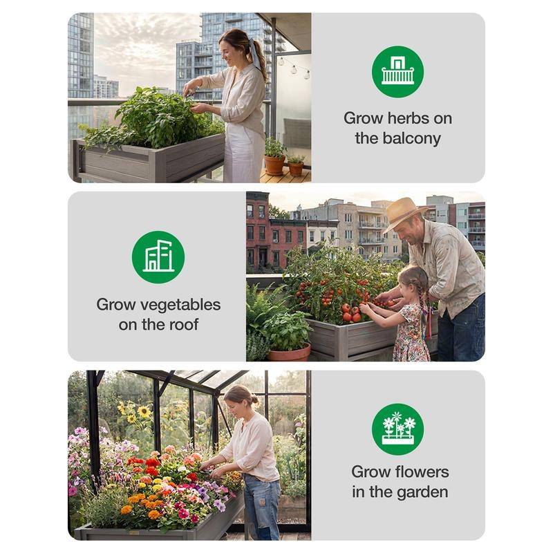 WINSOON All Weather HIPS Raised Garden Bed with Drainage Holes