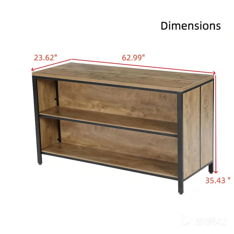 63-Inch Farmhouse Kitchen Island with Storage & Seating for Kitchen, Dining Room, Rustic Brown