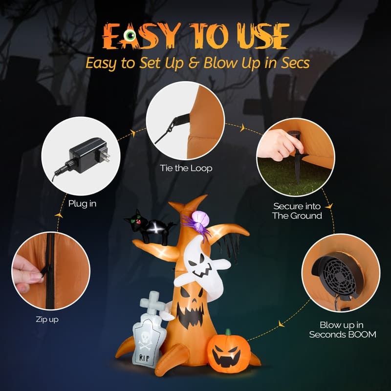 8FT Scary Tree Halloween Inflatables Decorations - N/A