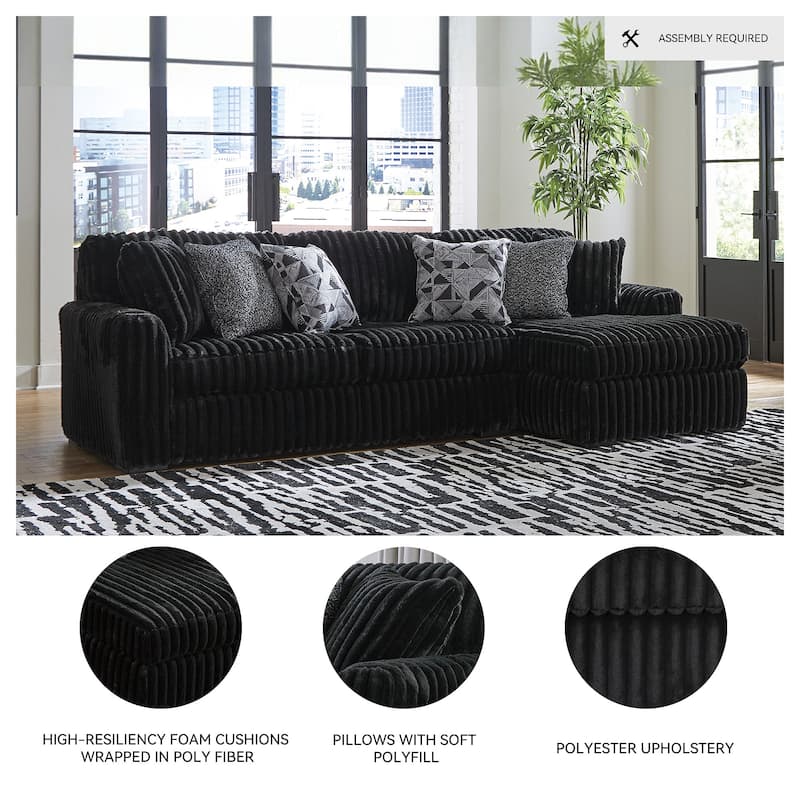 Signature Design by Ashley Midnight-madness Black 2-Piece Sectional Sofa with Chaise - 120" W x 65" D x 40" H