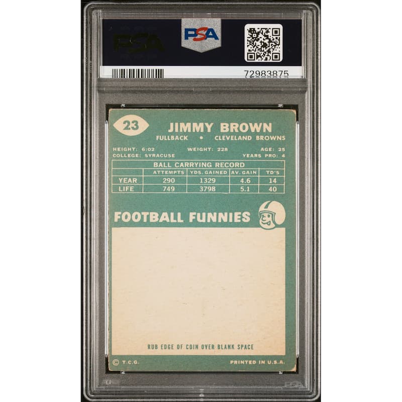 Jim Brown 1960 Topps Football Card #23 Graded PSA 4 72983875 - 8'6" x 11'6"