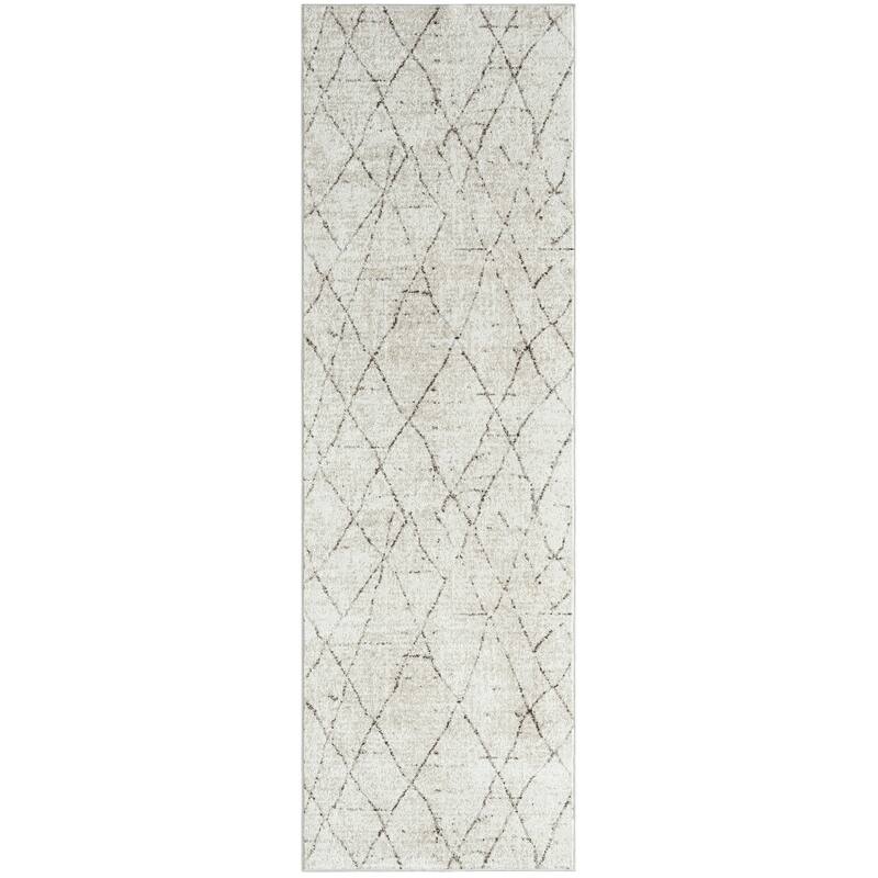 Everwash Treasure Alan Modern Geometric Machine Washable Area Rug, Beige/Brown