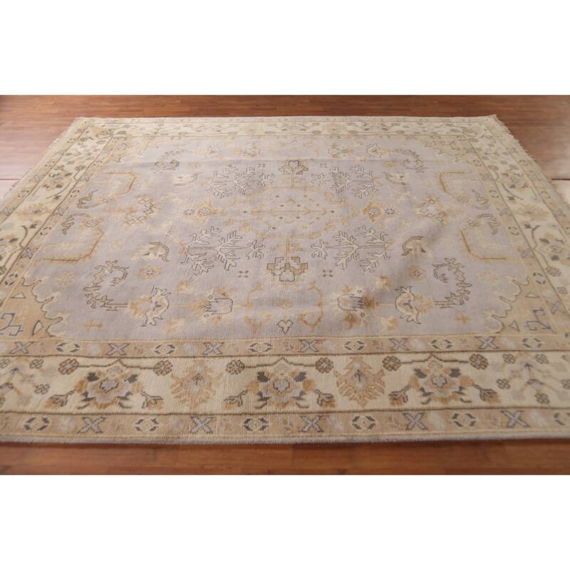 All-Over Oushak Indian Area Rug Hand-Knotted Wool Carpet - 8'2"x 10'0"