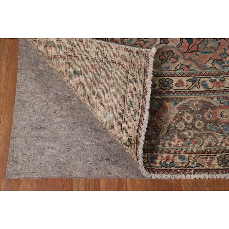 Brown Medallion Tabriz Persian Vintage Rug Hand-Knotted Wool Carpet - 8'2"x 11'5"