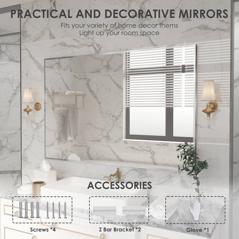 QuivaraView Wall Mounted Aluminum Frame Bathroom Vanity Mirror