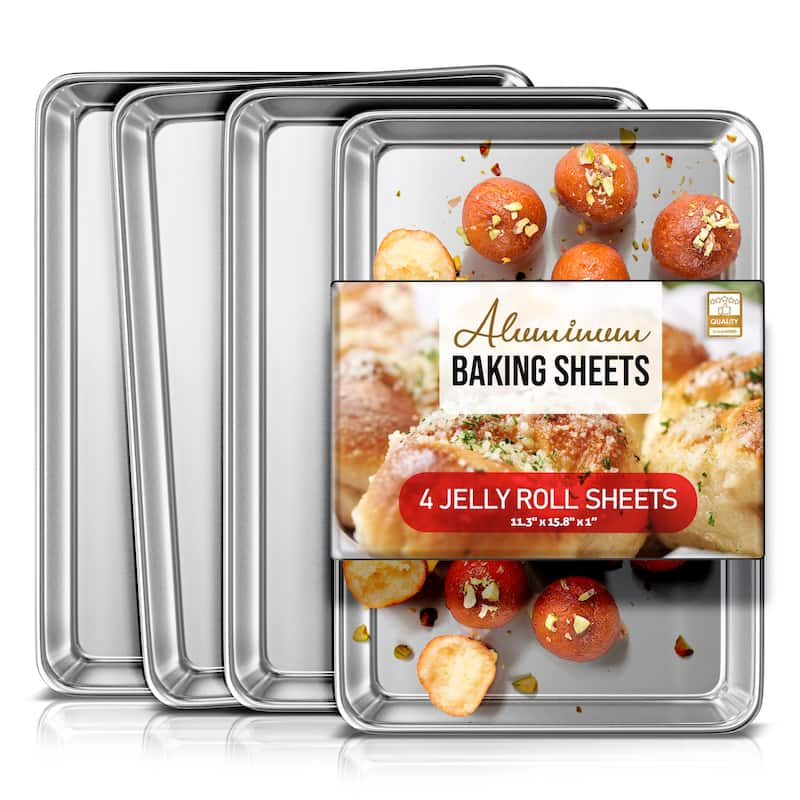JoyTable Aluminum Steel Non-stick Baking Sheet/Cookie Sheet Set - Jelly Roll Sheet Pan - 4 Piece