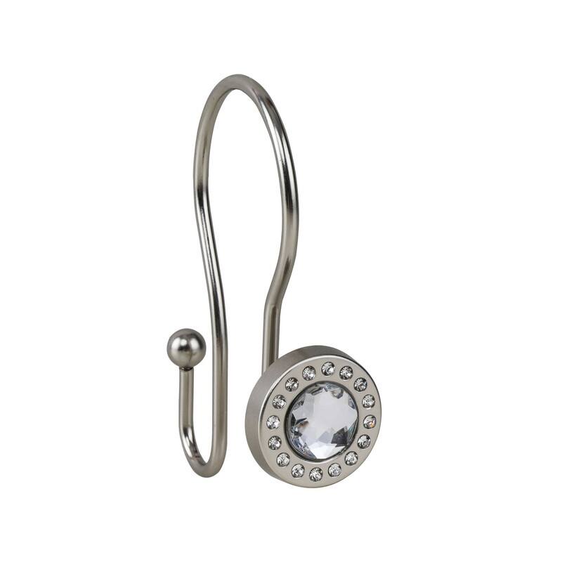 Utopia Alley Shower Hooks, Double Shower Curtain Hooks for Bathroom, Crystal Design, Set of 12